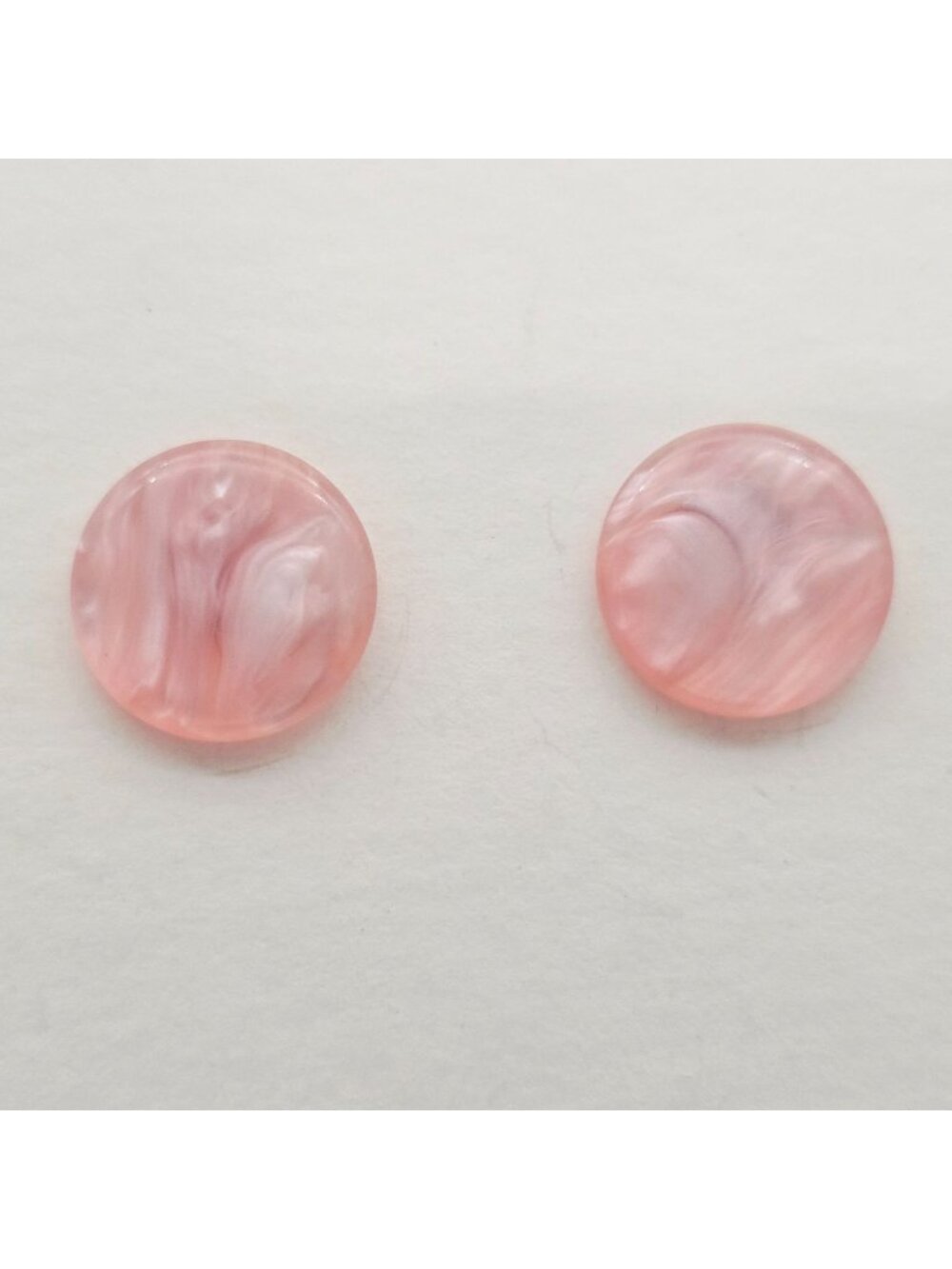 Round Pink Swirl Acrylic Stud Earrings With Stainless Steel Posts 3/4"